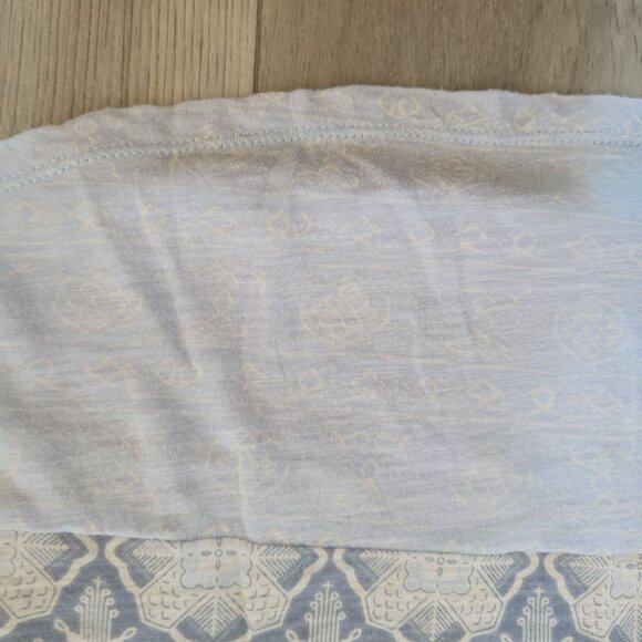 Lucky Brand Womens Blue & White Long Sleeve Boho Print V-Neck Top L - Picture 6 of 8